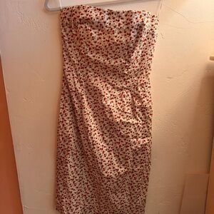 Shoshanna Strapless Midi Dress in Red and White Floral